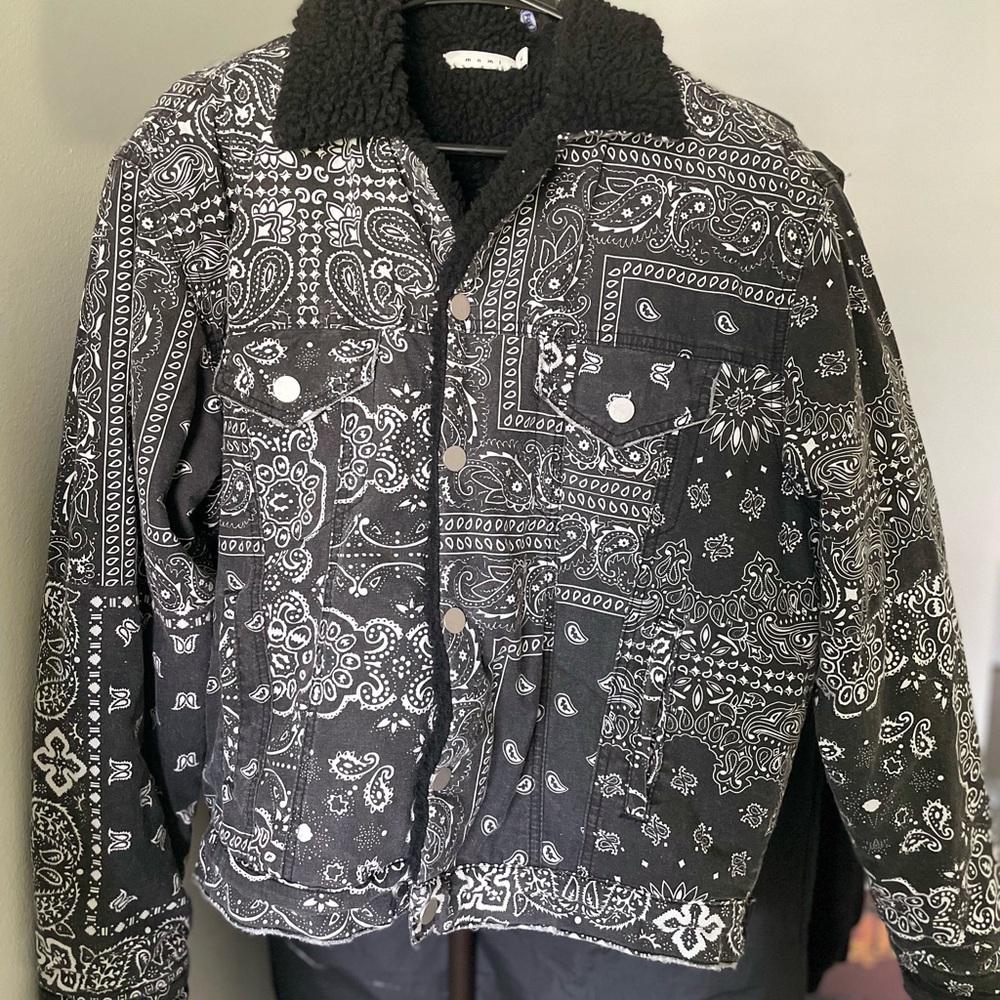 MNML Black and White Paisley Bomber Jacket